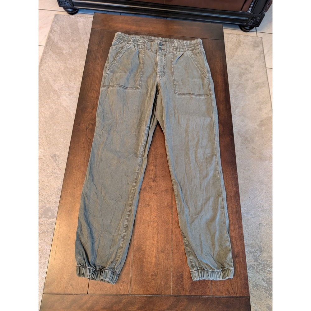Y2K American Eagle Women's Pants 14 Reg Olive Green Cropped Slight Flare